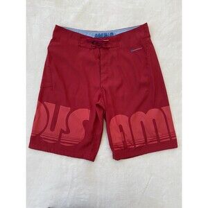 Ambiguous Men’s Board Shorts Size 31 Red Graphic Surf Swim Stretch 20” Outseam